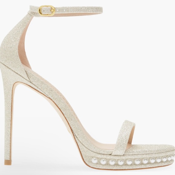🌹STUART WEITZMAN🌹 Nudistdisco Imitation Pearl Glitter Sandal Size: 7 - Picture 2 of 12